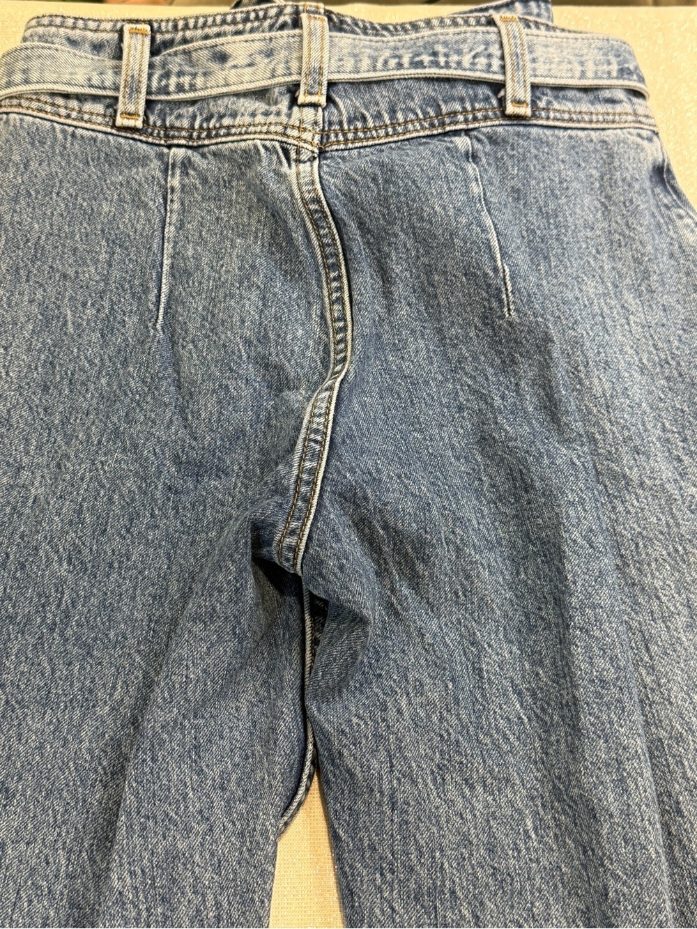 Abercrombie & Fitch Mom Jean Blue Straight-Leg Tie-Waist Denim size 25 / 0 - Picture 8 of 8